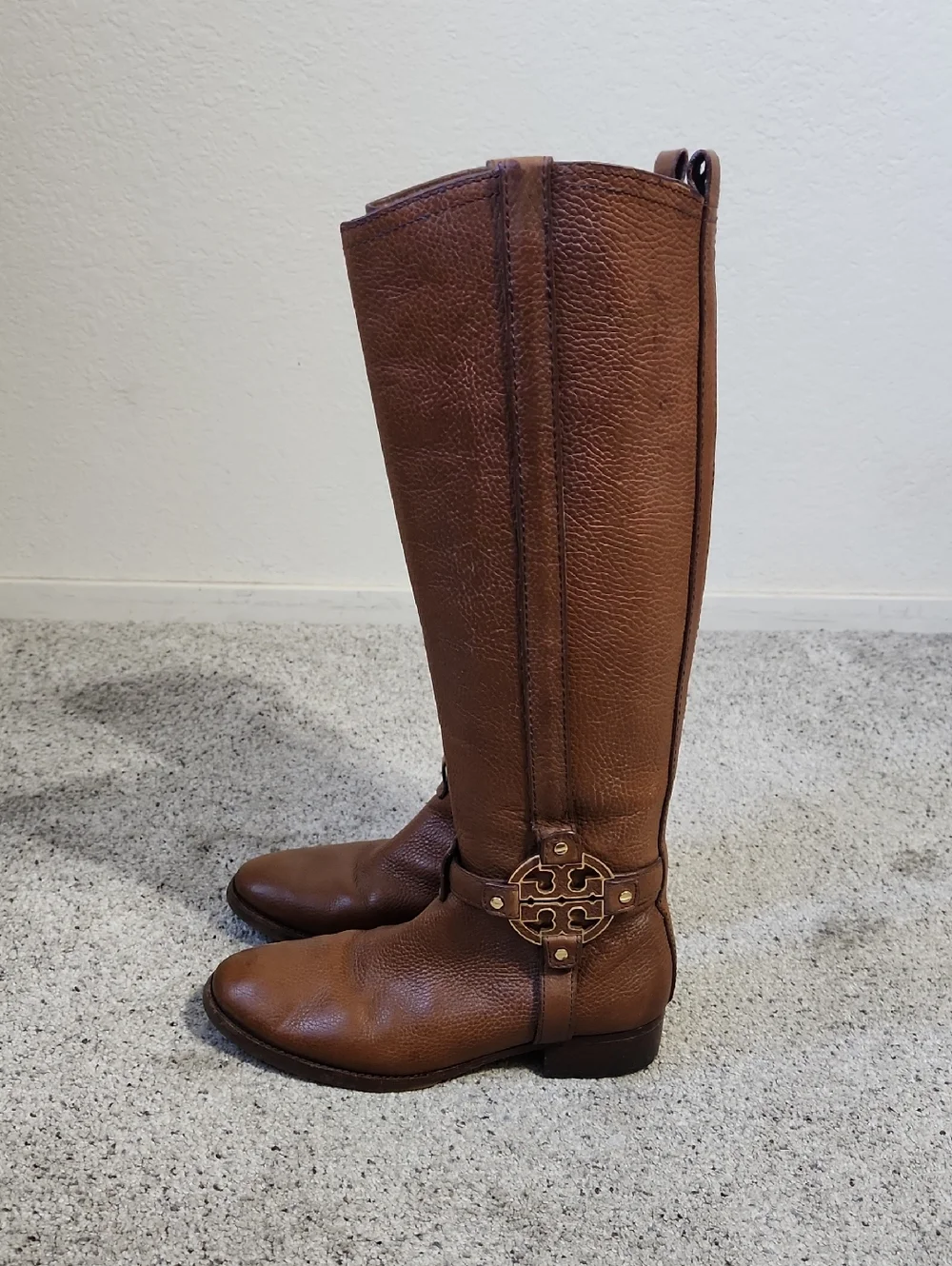 Tory Burch Amanda Riding Boots in Almond Size 7.5